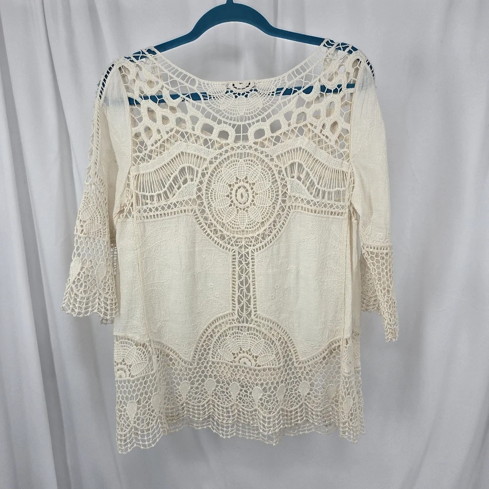 Celesta BOHO lace women's blouse sz Large